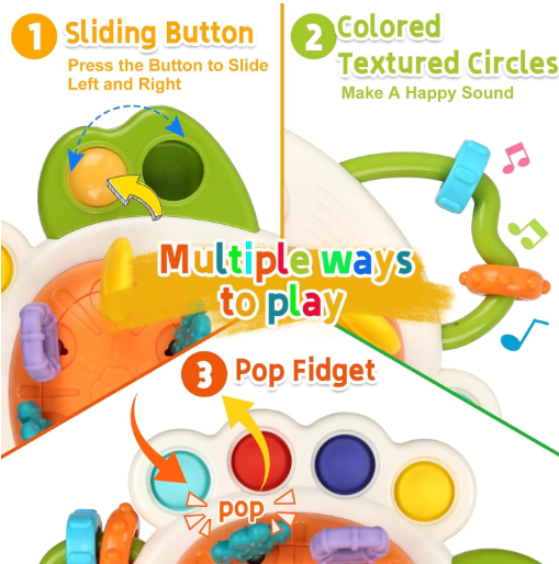 Activity Development Pull String Toys Silicone Teething Rattle Educational Learning Toy Baby Sensory Montessori Toys 6 12 Months