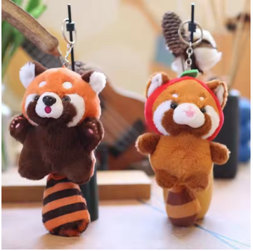 Cute Cartoon Simulation Red Panda Plush Toy Pendant Soft Stuffed Doll Keychain Backpack Hanging Decoration For Kids Gifts