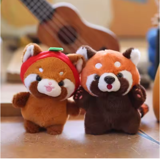 Cute Cartoon Simulation Red Panda Plush Toy Pendant Soft Stuffed Doll Keychain Backpack Hanging Decoration For Kids Gifts