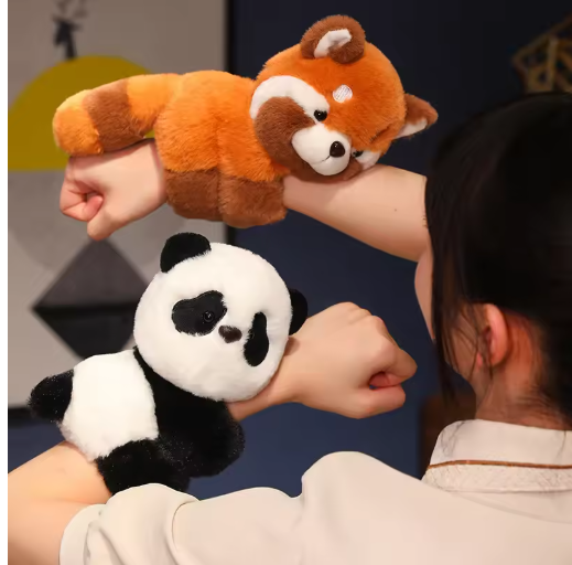 Stuffed Animal Raccoon Slap Bracelets for Kid Hand Ring Wristband Soft Bunny Pig Foxes Panda Koala Plush Wrist Creative Toy Gift