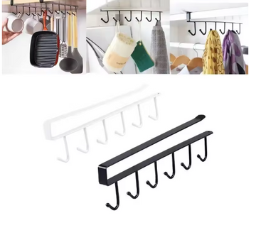 1pcs Kitchen Shelf Storage Clothes Hanging Organizer Cup Holder Glass Mug Holder 6 Hooks Storage Rack Kitchen Accessories
