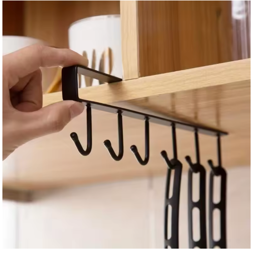1pcs Kitchen Shelf Storage Clothes Hanging Organizer Cup Holder Glass Mug Holder 6 Hooks Storage Rack Kitchen Accessories